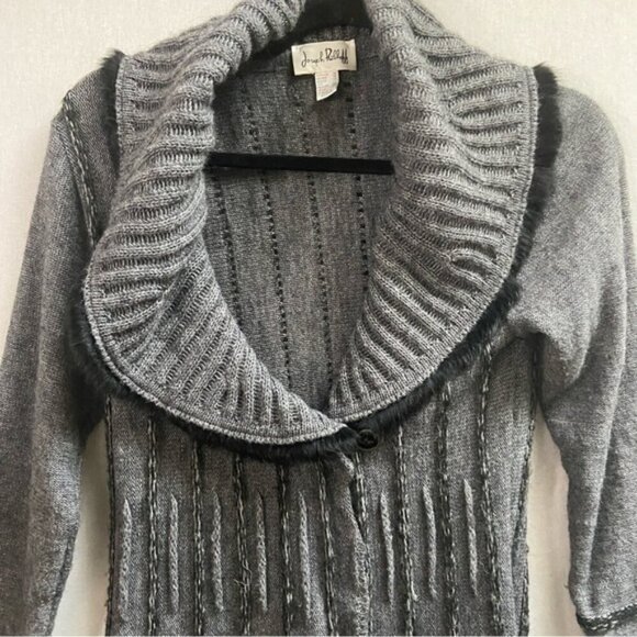 Joseph Ribkoff alpaca wool cowl neck textured sweater midi cardigan dresss Sz 12 - Picture 9 of 13